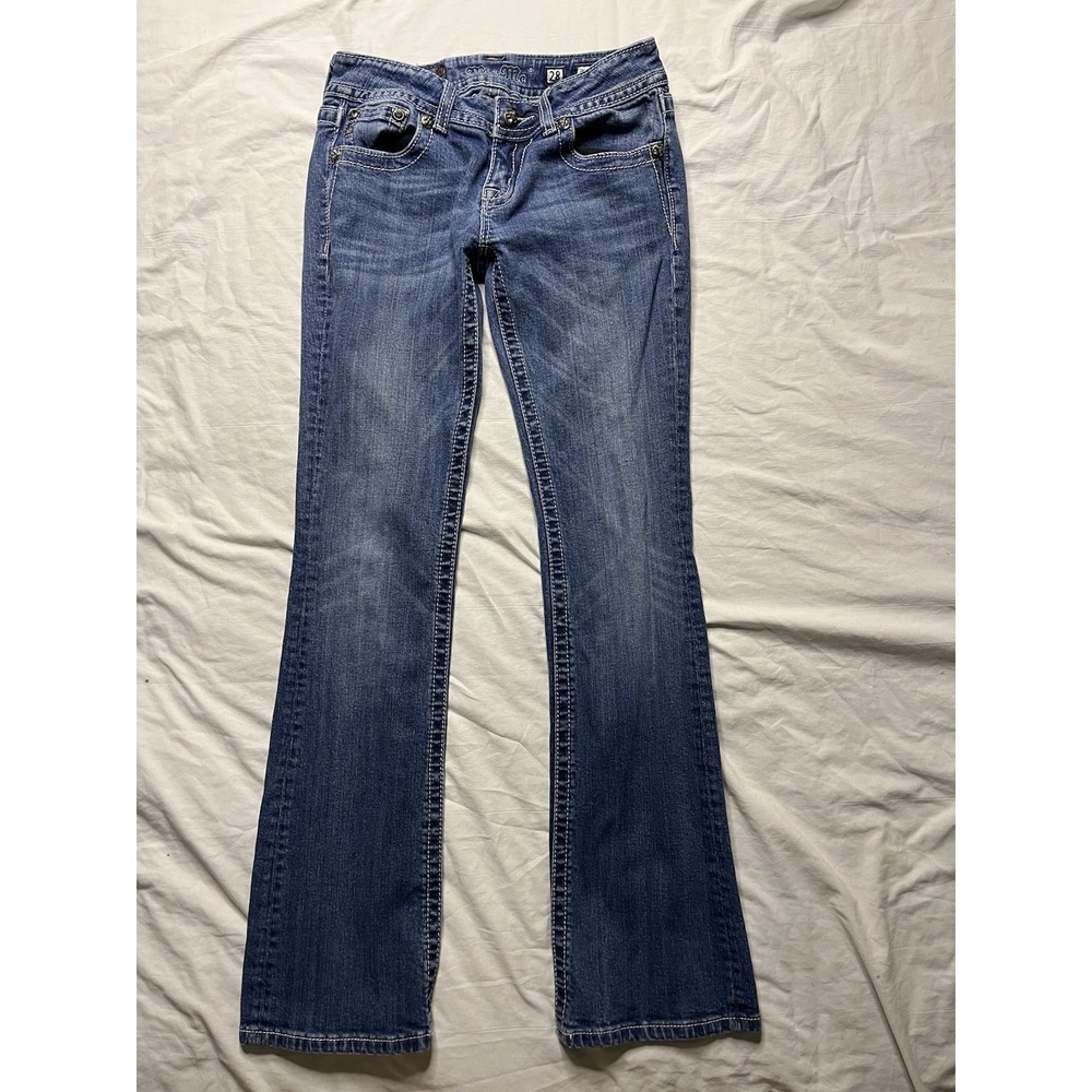 Miss Me Boot Cut Jeans Women's Size 28 Blue Denim Embroidered Pockets JP608682U